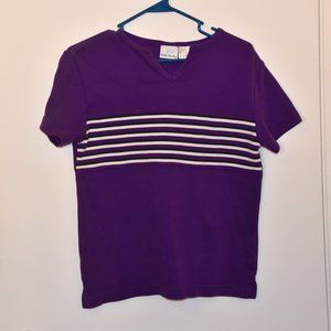 Purple with black and white horizontal stripes